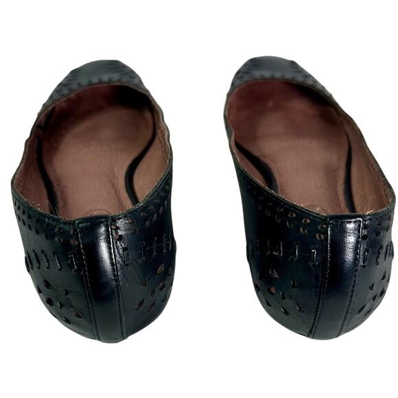 Corso Como Women's 7 Black Laser Cut Leather Stitching Slip On Flats Shoes - Picture 6 of 9